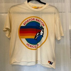 Aviator Nation Cream Cropped T-Shirt